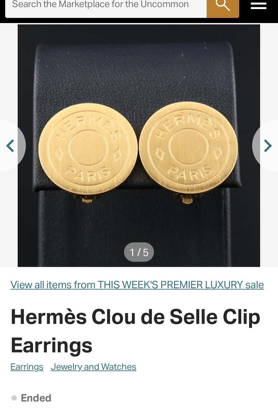 Hermès Clou de Selle Bijouterie Fantaisie Gold-Plated Clip-On Earrings